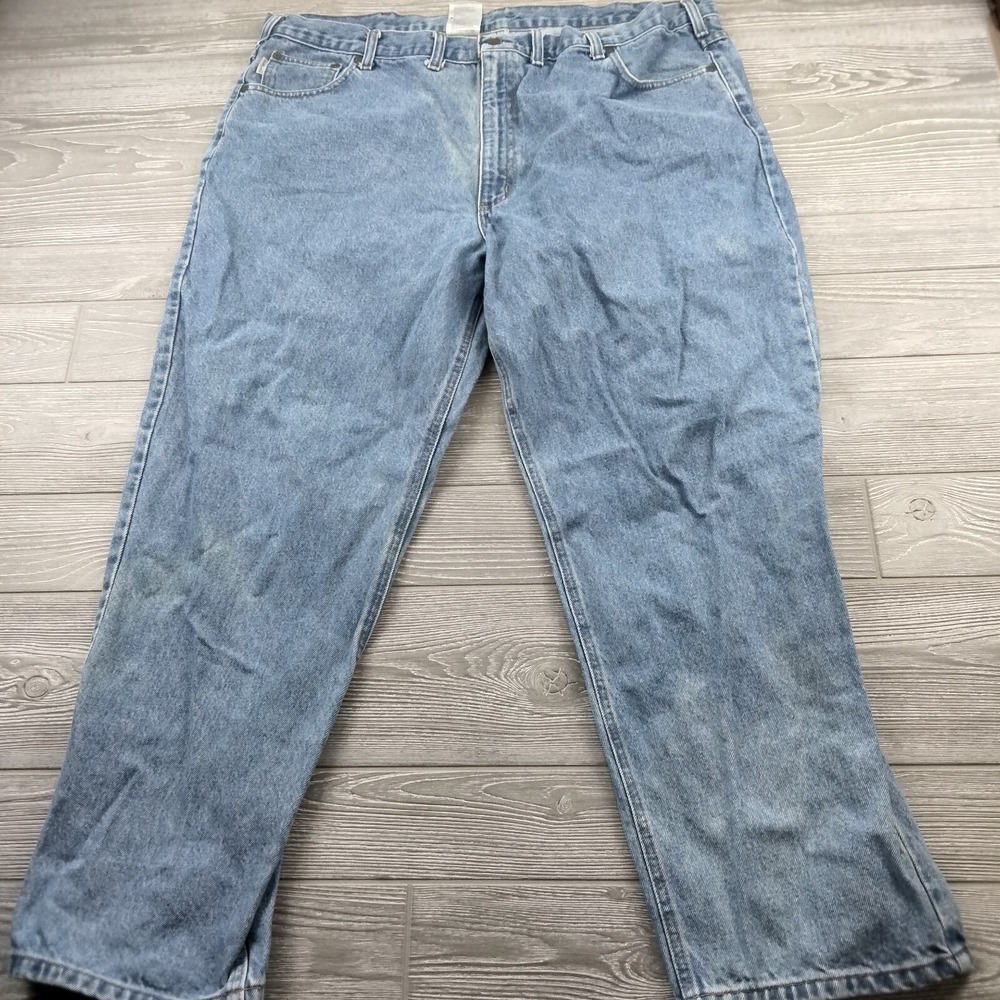 Carhartt Jeans Mens 48x30 Work Pants Relaxed Fit Logo Straight Leg B17 STW